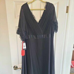 Empire Waist V Back Bridesmaid Dress with Short Sleeves - with added lace